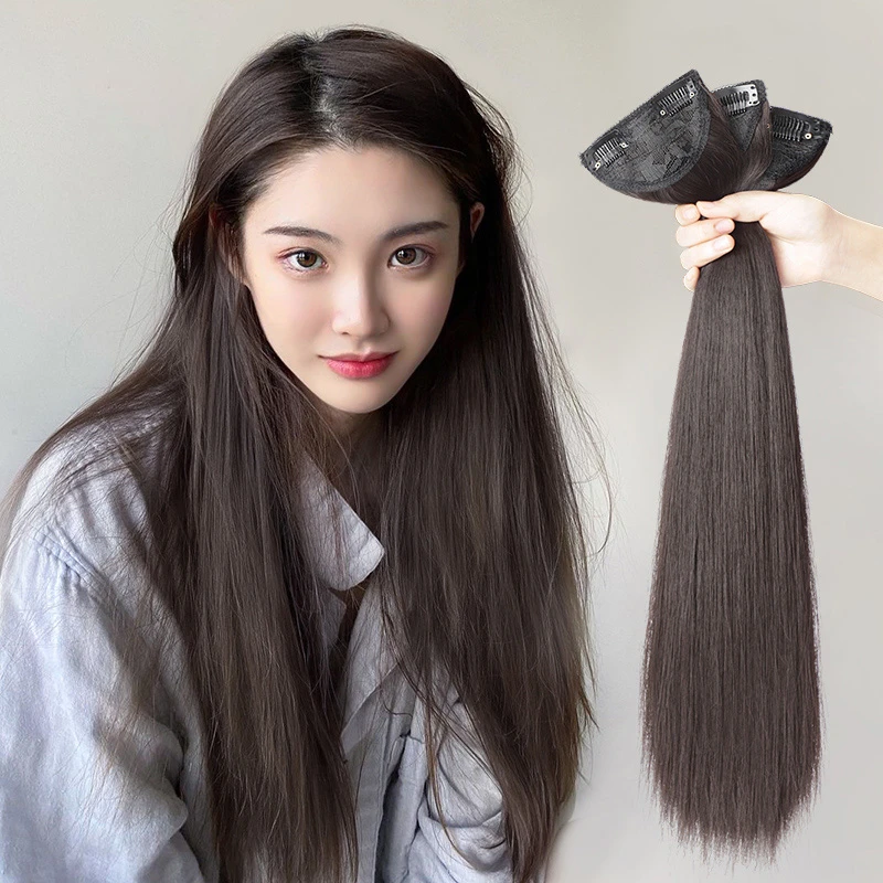 假发女三片式假发片 隐形增发量长发贴片 短发直发接发片蓬松透气