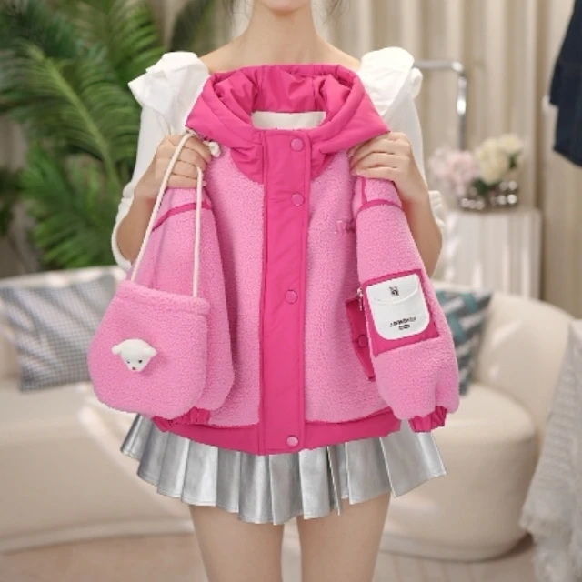 儿童毛毛衣外套加绒加厚冬季2024新款男女宝保暖冬装上衣洋气大衣