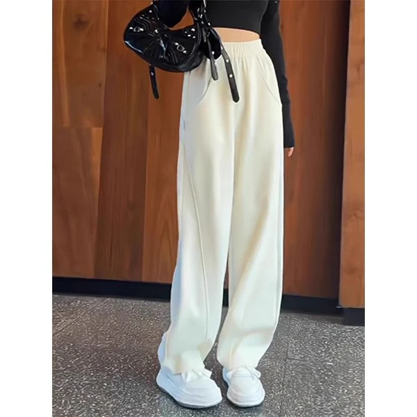 女童秋冬阔腿裤2025新款中大童初中生休闲百搭直筒一体绒加绒卫裤