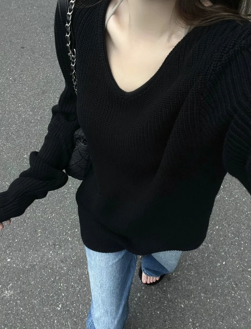 韩版上衣长袖针织衫毛衣上衣打底衫修身显瘦气质宽松杂款毛衣