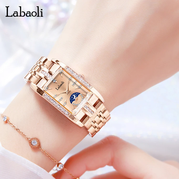 labaoli/拉宝丽（敏予）LA496-气质复古防水镶钻方形女士石英腕表