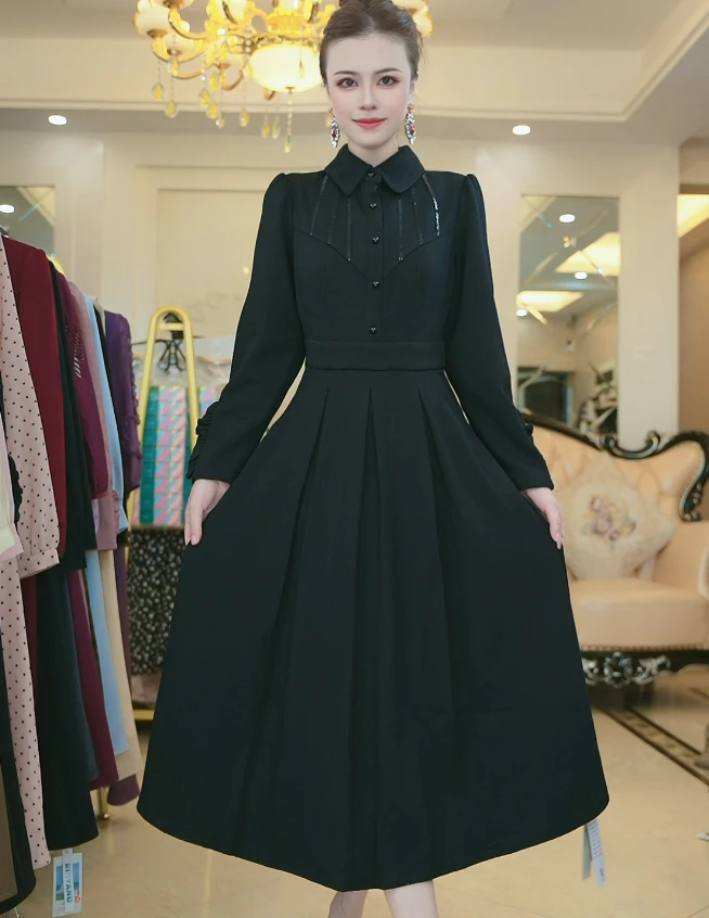 2024春秋款907时尚气质优雅修身显瘦连衣裙