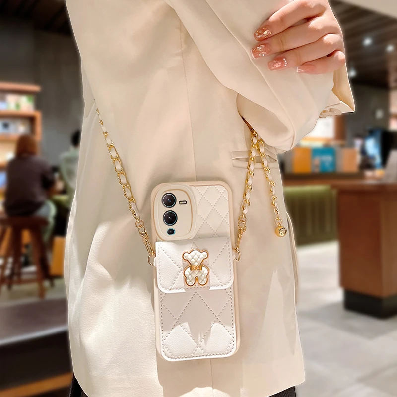 小熊卡包vivos17手机壳s16斜跨背包式s15/s12/s10/s9/s7/s6/s5/s1