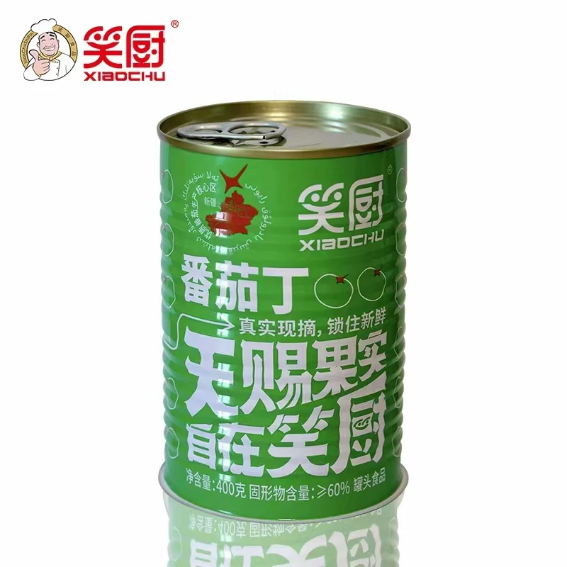 笑厨新疆番茄丁罐头400g罐新鲜去皮番茄酱丁番茄新疆西红柿酱