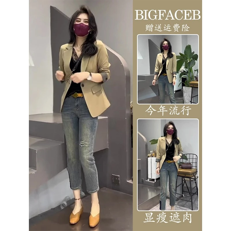 2025春季新款干练气质女装盐系轻熟网红炸街西装职业裤子两件套装