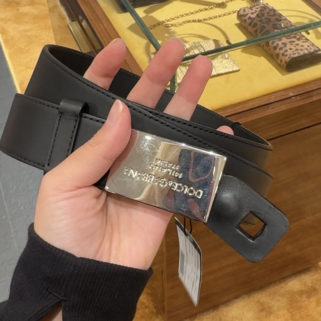 全新未使用D…G银牌字母皮带腰带时尚休闲腰带扣裤带扣皮带扣黑色