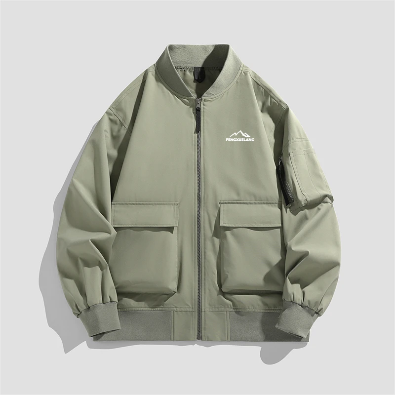 休闲外套男士2024秋季新款潮牌工装夹克胖子加肥加大码棒球服上衣