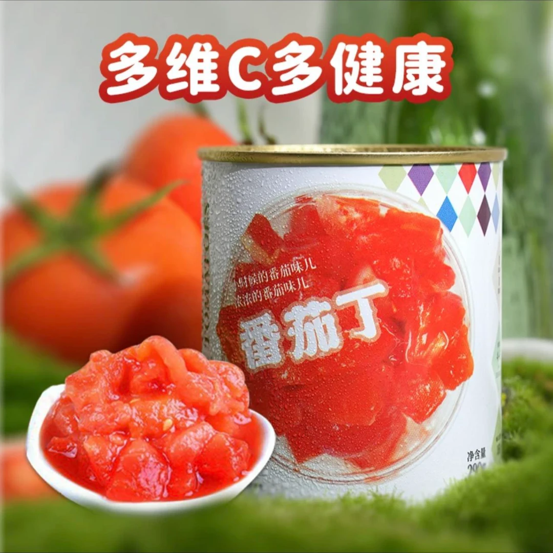 新疆番茄丁290g/罐自然成熟高vc高番茄红素去皮无添加PK