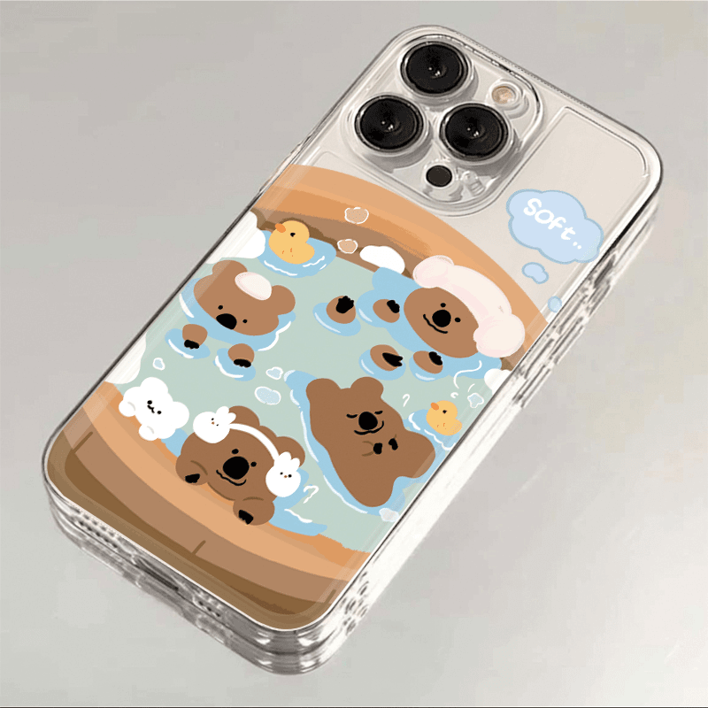温泉卡皮巴拉iphone15/14promax苹果13透明手机壳12/11可爱xs卡通