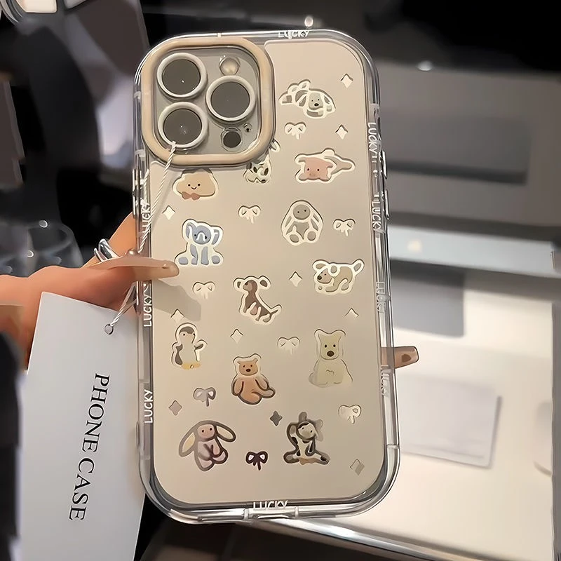 透明镂空小动物适用苹果15手机壳iPhone14/13/硬15promax创意11女