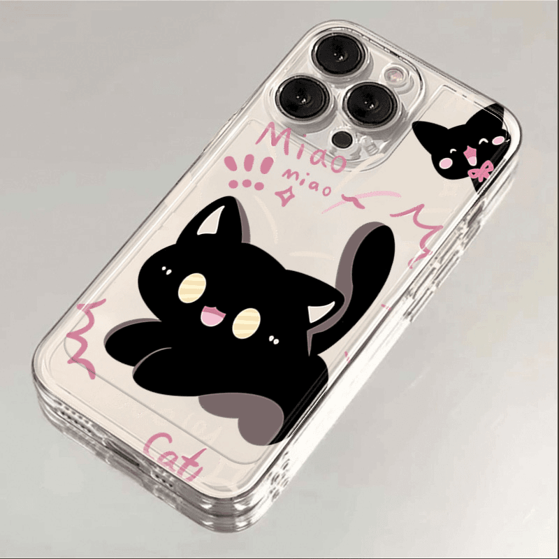 可爱黑猫iphone15/14promax手机壳苹果13透明12/11个性x/xr女新款