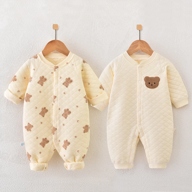 【买一送一】婴儿连体衣纯棉长袖保暖款春秋季哈衣新生儿爬服