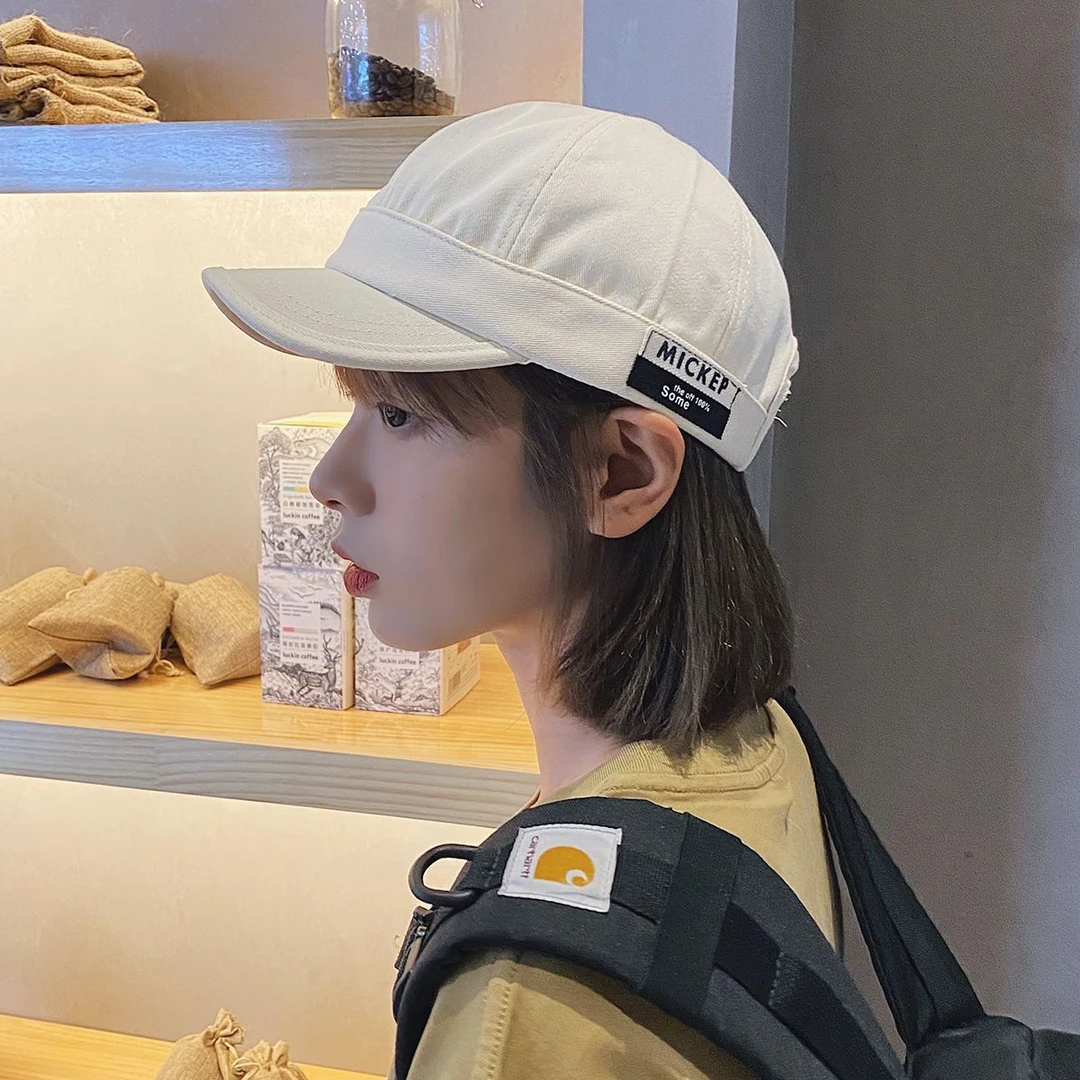 2024新款街头时尚贴布短檐鸭舌帽男女ins潮流百搭软棒球帽韩版