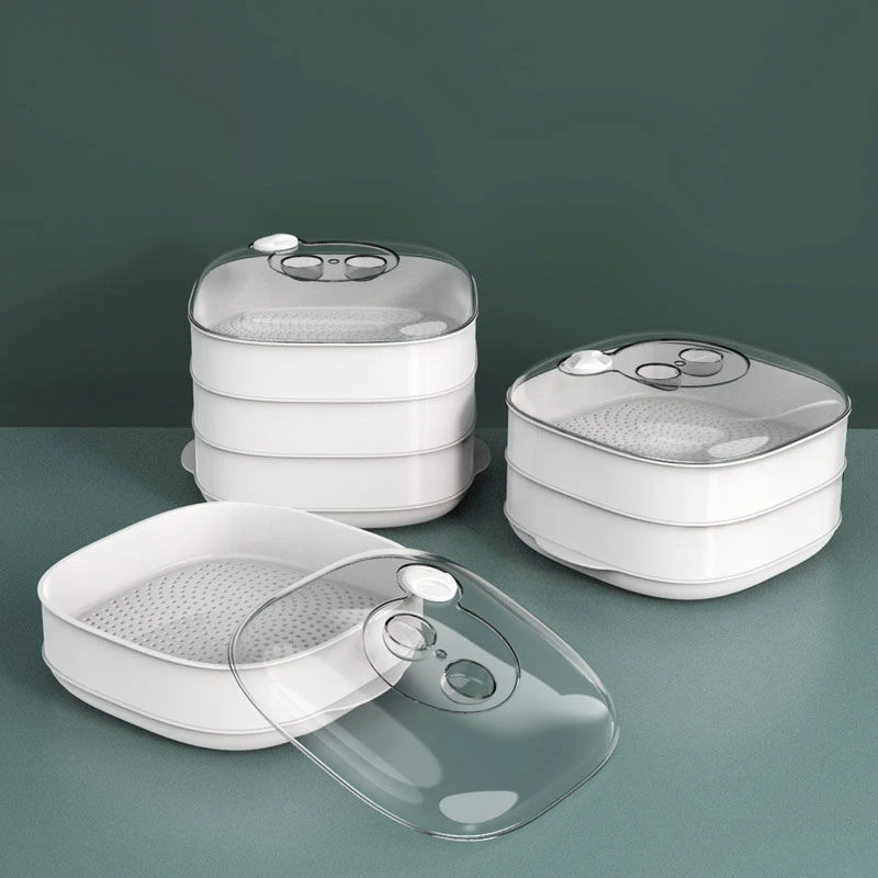 大号微波炉专用蒸笼加热蒸盒家用蒸盒多功能带盖加厚蒸馒头包子屉