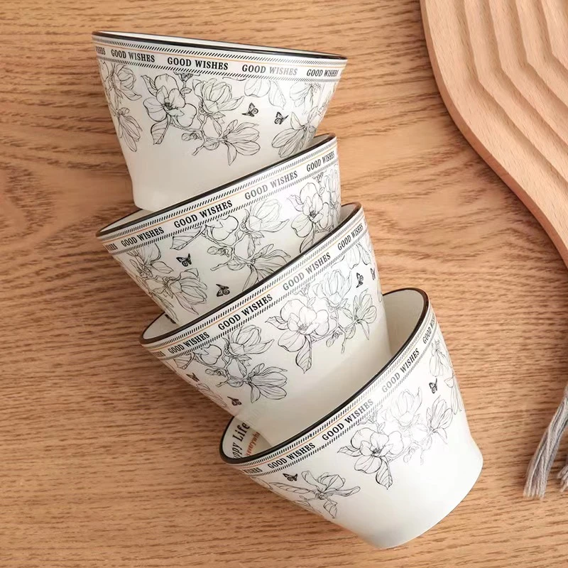 中国风碗陶瓷餐具小清新斗笠碗米饭碗家用日式简约风面碗小清新碗