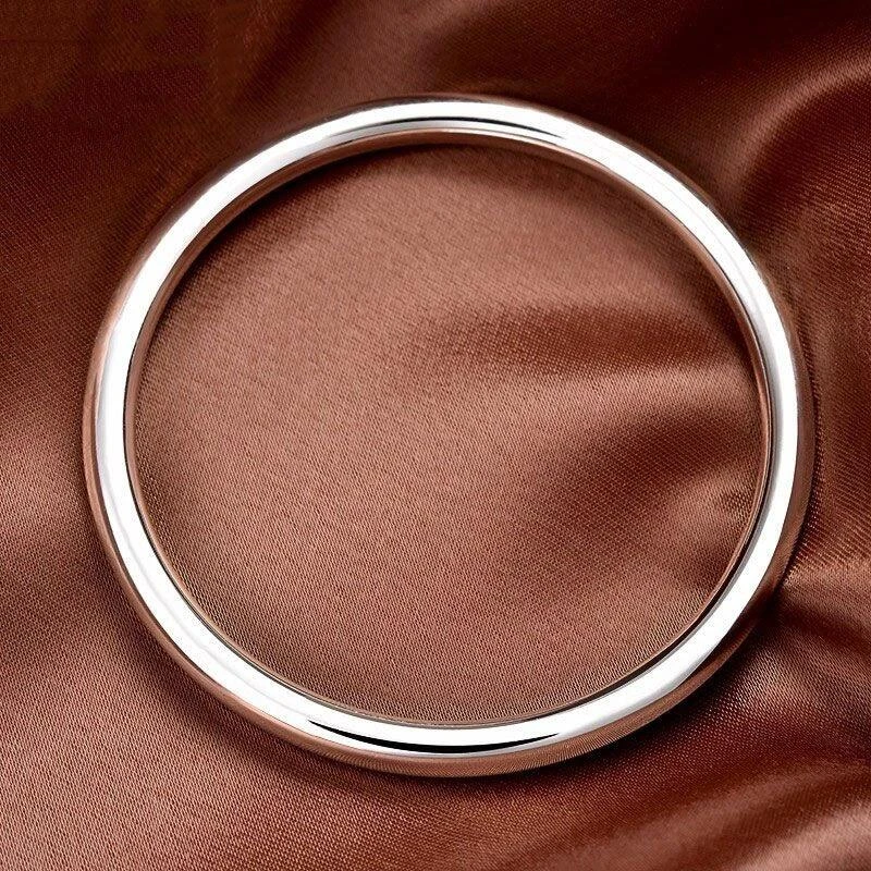 足银手镯 【5号】足银999.9光面素圈闭口手镯实心经典百搭