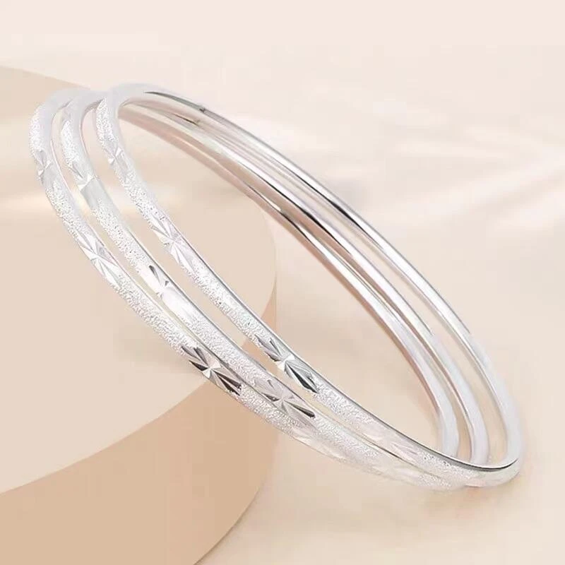 足银手镯 【6号】足银999.9三生三世满天星手镯实心简约
