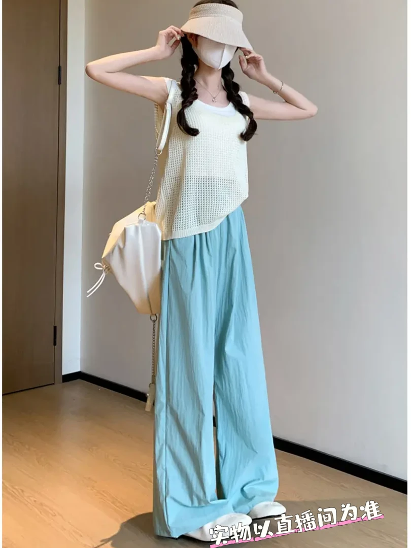 【k0268】春夏韩系纯色肌理感褶皱设计感宽松百搭休闲裤~省心穿搭