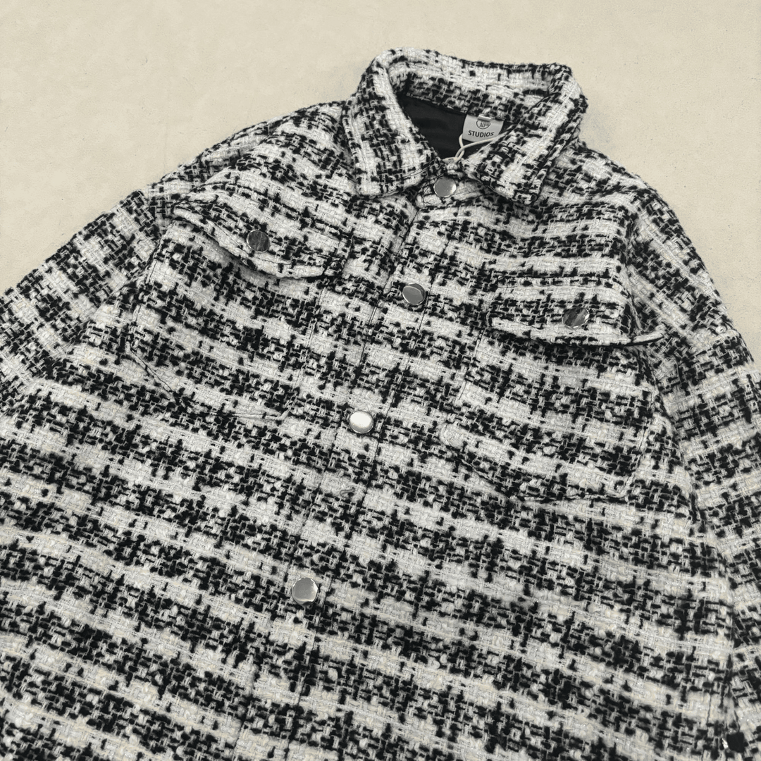 【QZ72】春秋设计感小香格子翻领外套韩系时尚休闲外套~男女同穿