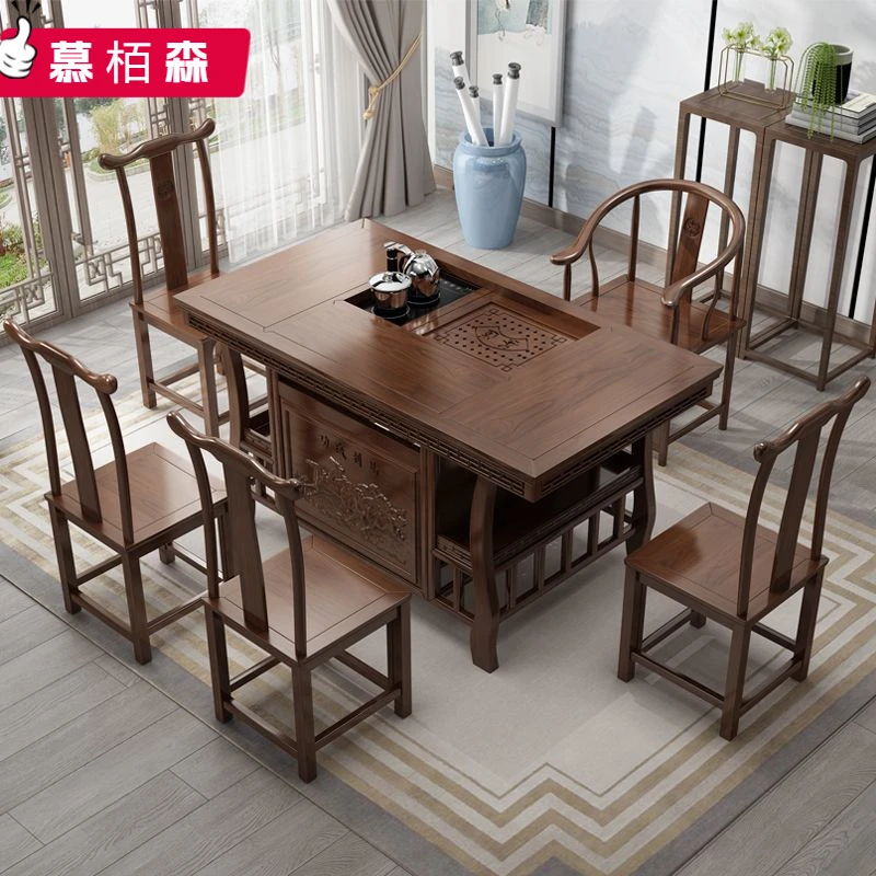 新中式实木茶桌椅组合办公室茶台一体全自动阳台茶桌椅一体一整套