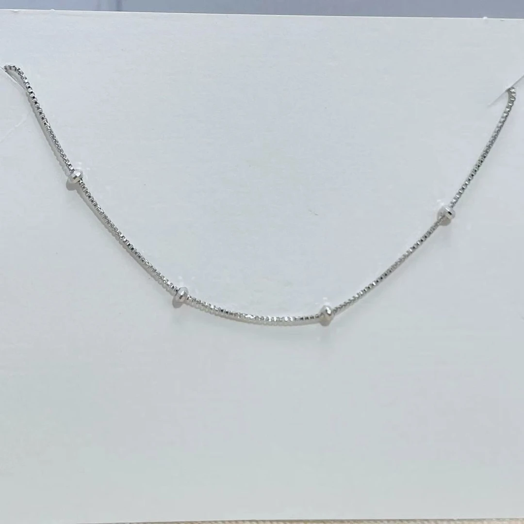 PT950铂金项链 串珠链（中间是盒子链）长度45cm