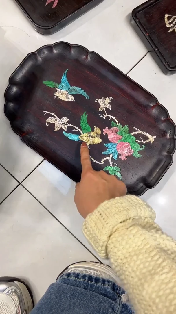 【闪购商品】木鸟踏花枝螺钿茶盘