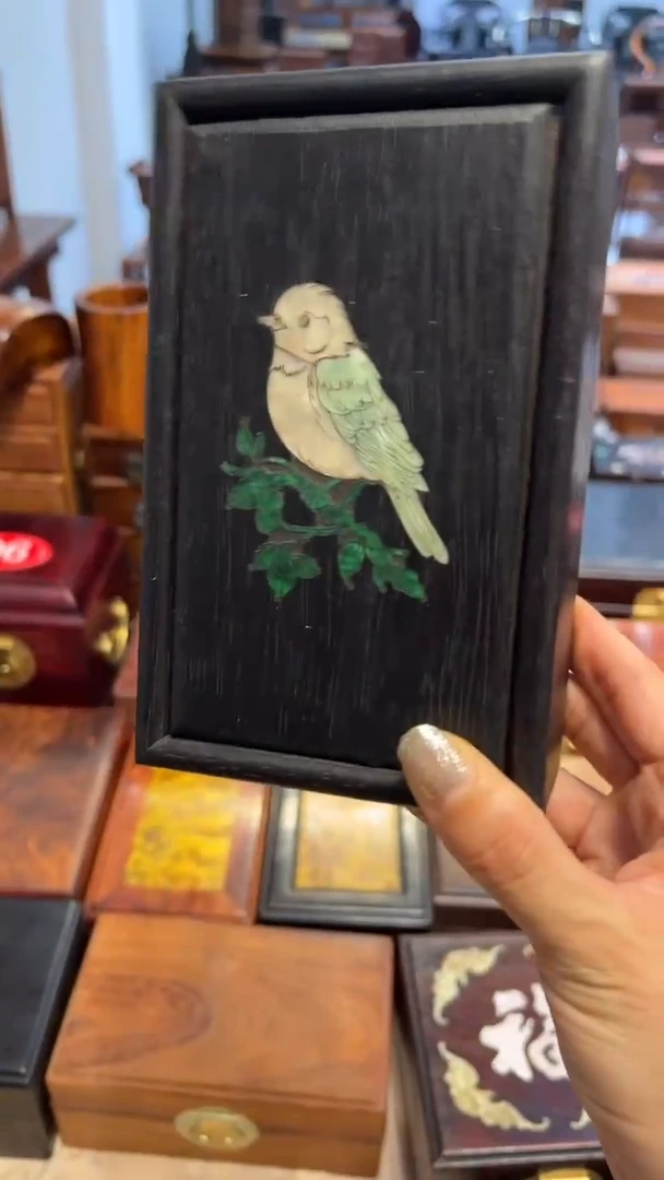 【闪购商品】木鸟踏花枝螺钿抽拉盒