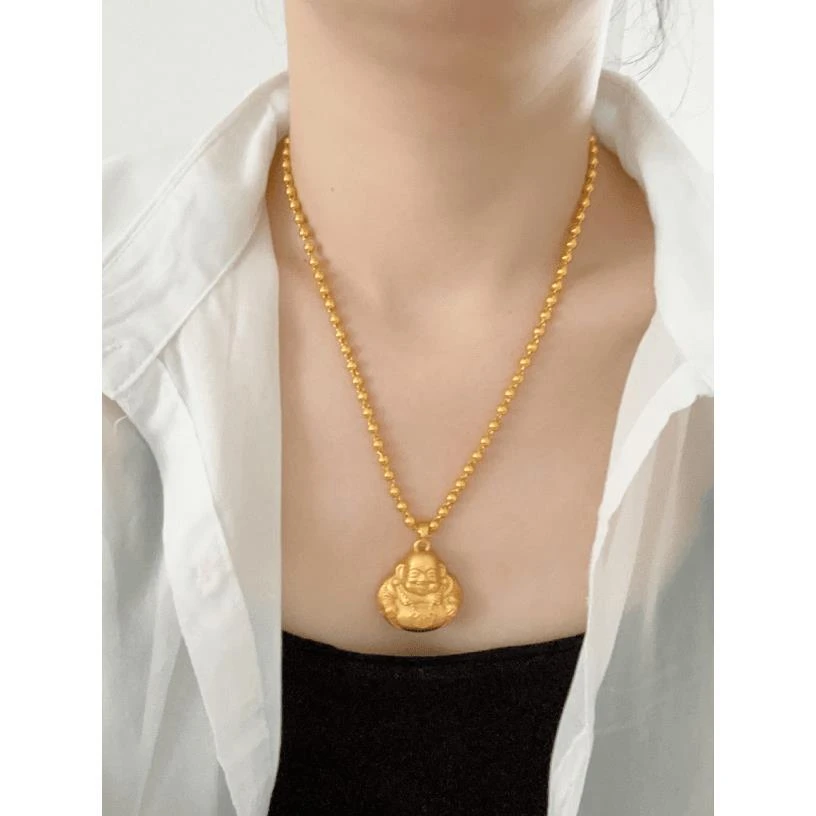 合金布艺吊坠 高精工笑面佛配珠珠链