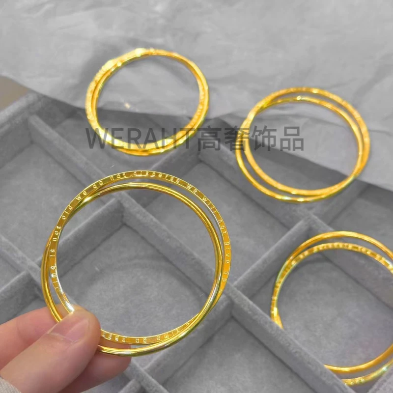 合金手镯 新款时尚气质罗马纹四叶草双环手镯简约百搭精美不掉色