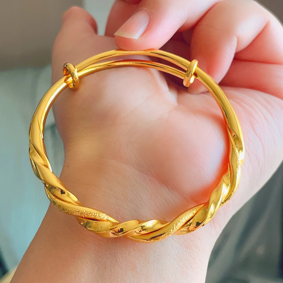 合金手镯 精工品质雪花扭臂推拉款手镯气质时尚百搭编织精美镯子