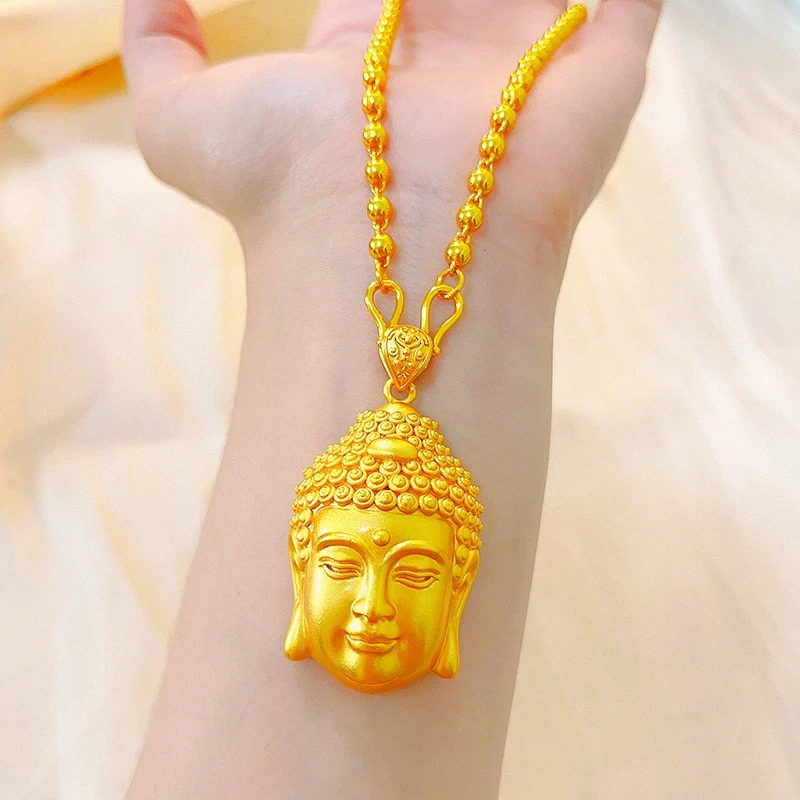 铜合金项链 经典款大日如来佛头项链毛衣链时尚百搭金色妈妈礼物