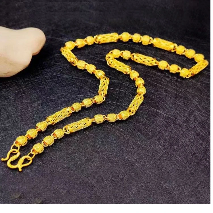 合金项链 圆珠橄榄链镂空粗时尚久不掉色男士链子土豪精美项链