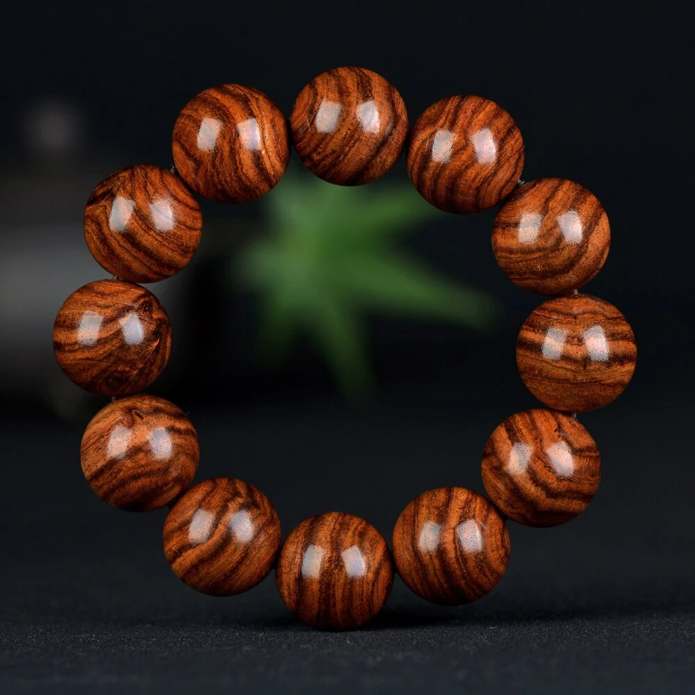 海南黄花梨20MM满虎皮纹质感文玩手串男细腻精选材质