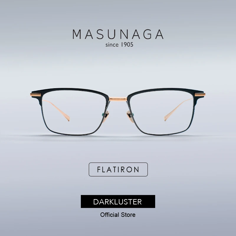 增永眼镜FLATIRON纯钛镜架适合宽脸大脸日本进口正品｜黑金眼镜