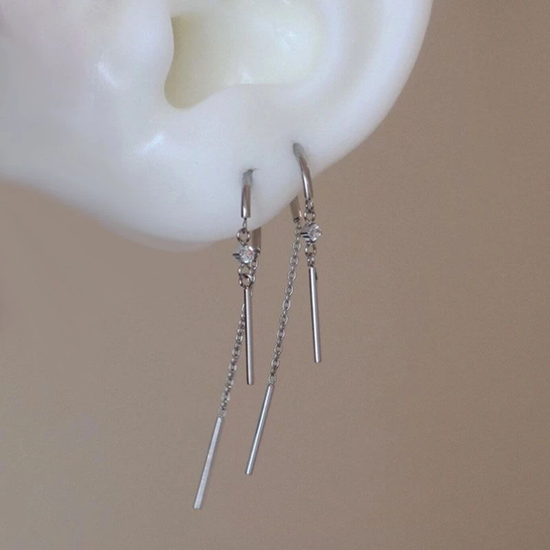 铜合金耳饰 不对称长链条耳小众高级感精致送女友仙气个性百搭