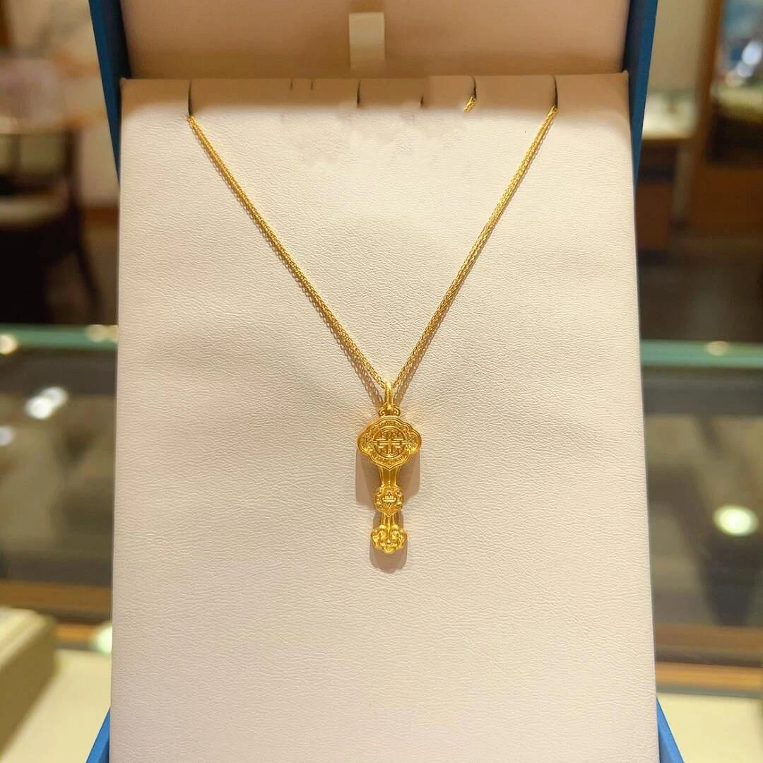 项链金色福字如意小众高级感精致简约显气质纳福饰品带古法