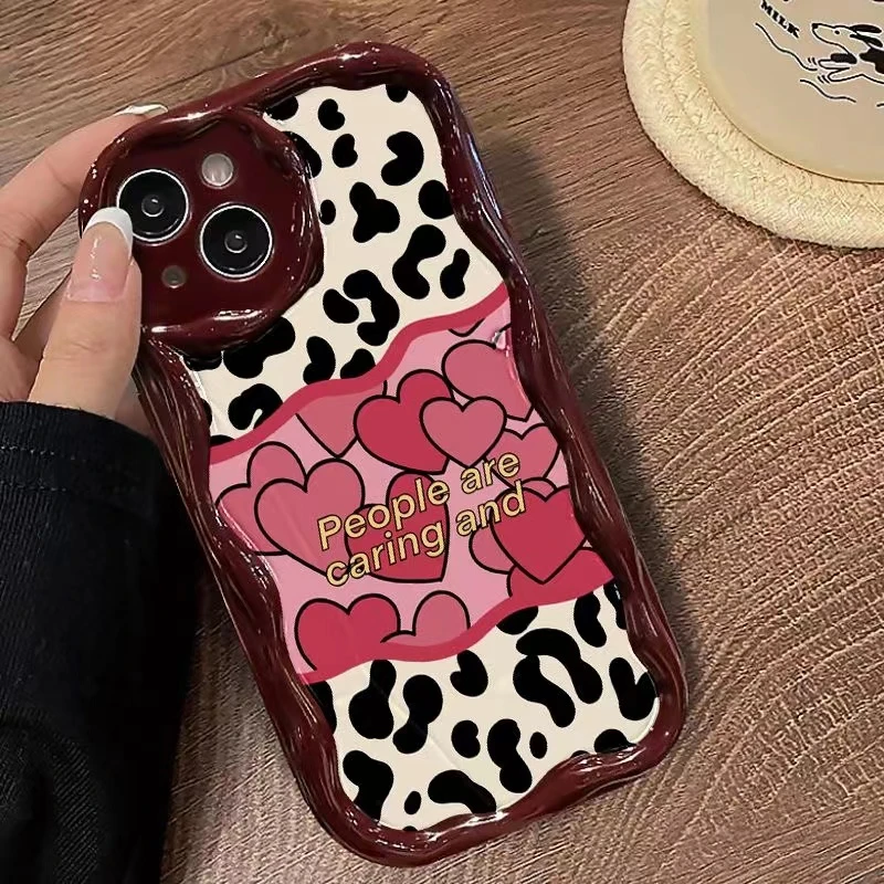 中间爱心奶油纹苹果华为荣耀vivo小米oppo手机壳卡通iPhone15/14