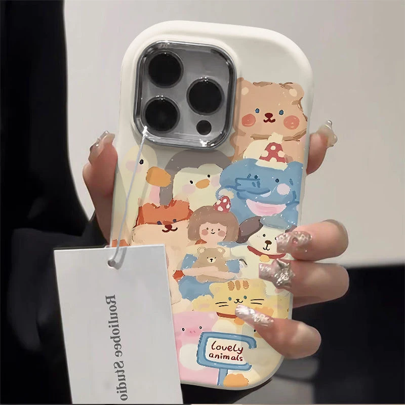油画动物金属框苹果华为荣耀vivo小米oppo手机壳卡通iPhone15