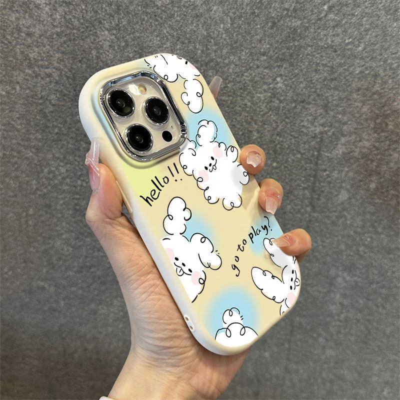 毛线狗狗金属框苹果华为荣耀vivo小米oppo手机壳卡通iPhone15