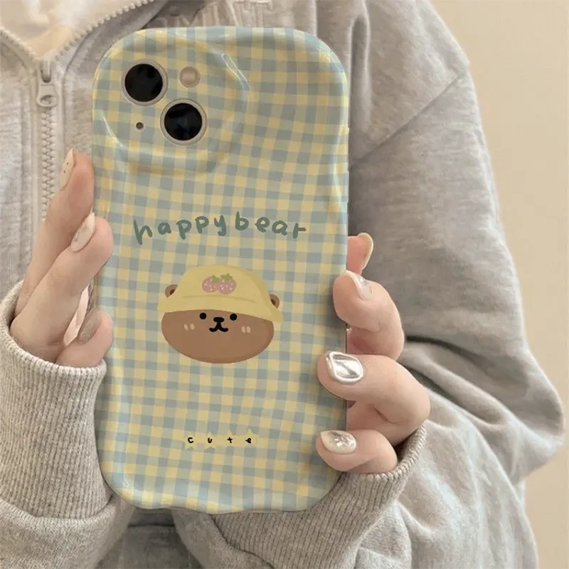 帽子熊奶油纹苹果华为荣耀vivo小米oppo手机壳卡通iPhone15/14