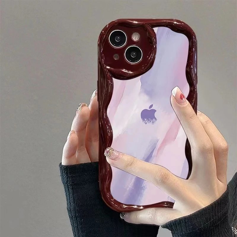 浅樱紫奶油纹苹果华为荣耀vivo小米oppo手机壳卡通iPhone15/14
