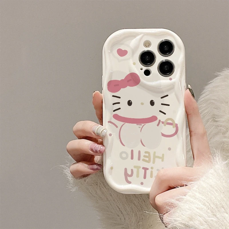 凯蒂猫奶油纹苹果华为荣耀vivo小米oppo手机壳卡通iPhone15/14