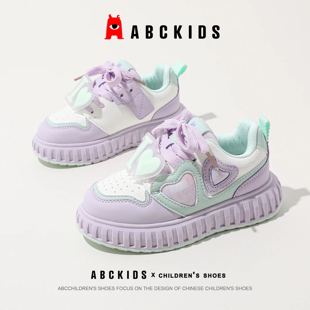 abckids儿童童鞋女童2024春季新款鞋子百搭休闲板鞋时尚运动鞋潮