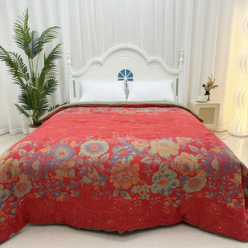 【 盛世花园 双层纱布被子】2x2.3米纯棉纱布双层纱大豆纤维厚冬被