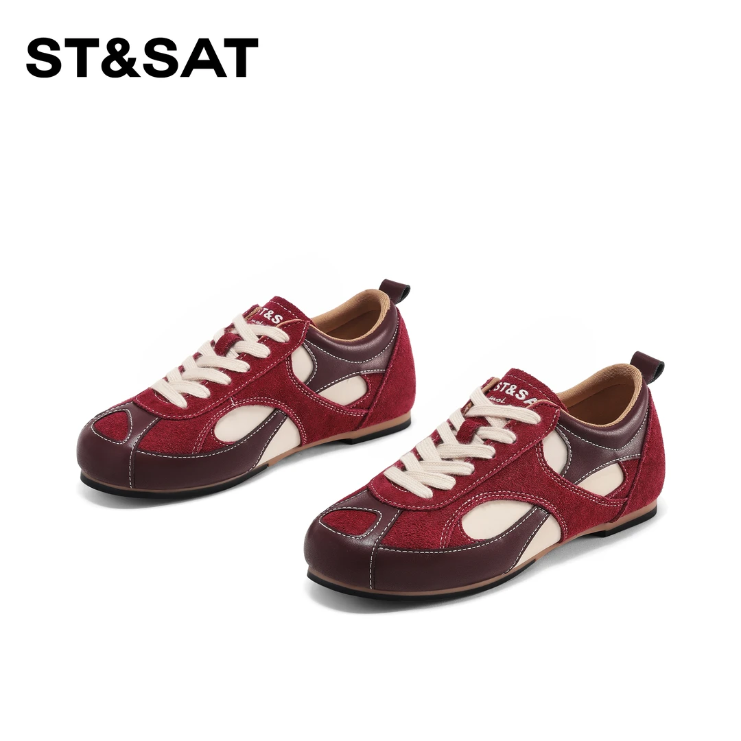 星期六轻便阿甘德训鞋女2024秋冬新款舒适休闲时尚鞋红色低帮女鞋