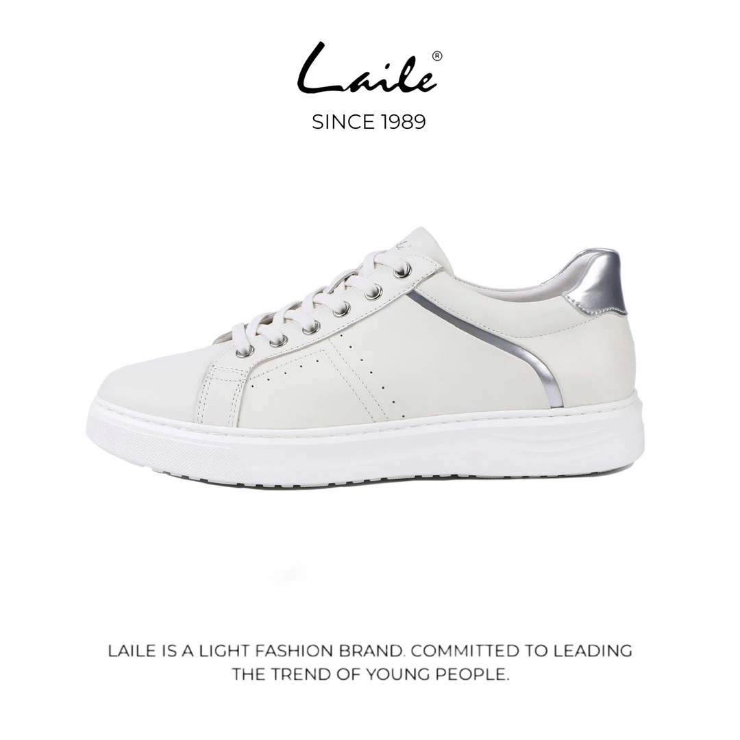 laile/莱乐男士经典小白鞋轻质小牛皮时尚休闲百搭简约男鞋板鞋