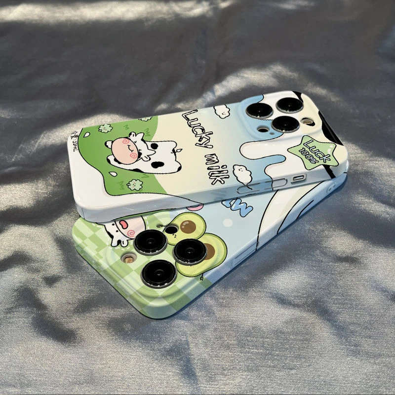 可爱奶牛苹果15菲林壳iphone13promax/12/11手机壳xs/xr硬7全包8p