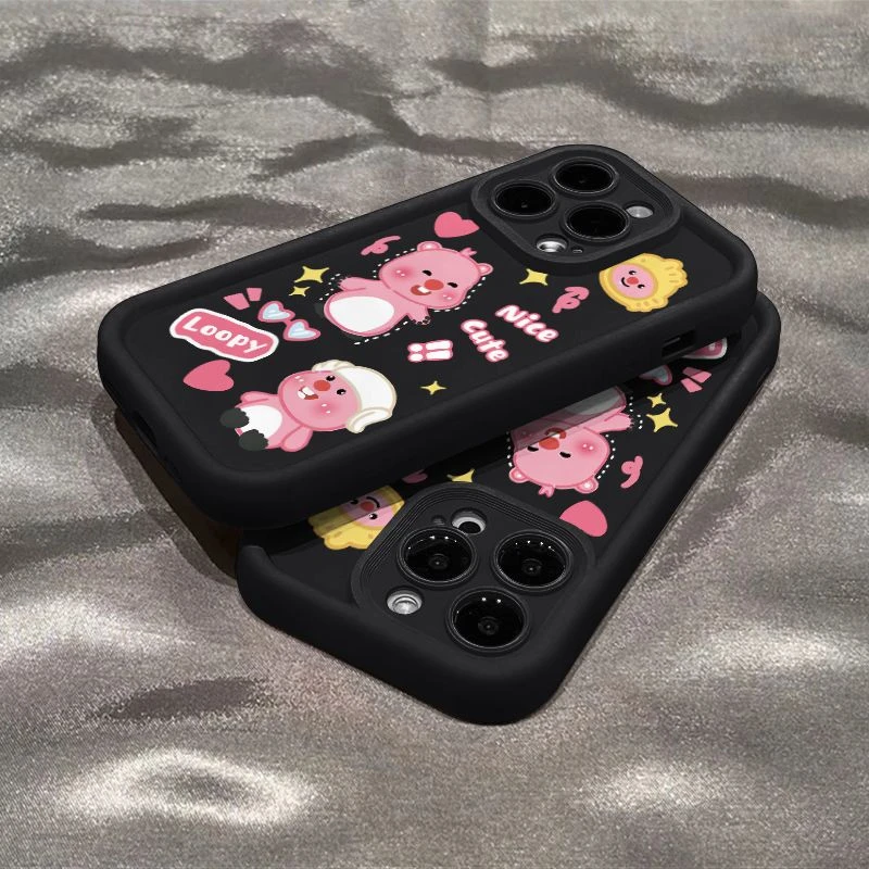 粉色海狸适用苹果15手机壳iPhone14promax软壳13/12/11/xs精钢砂