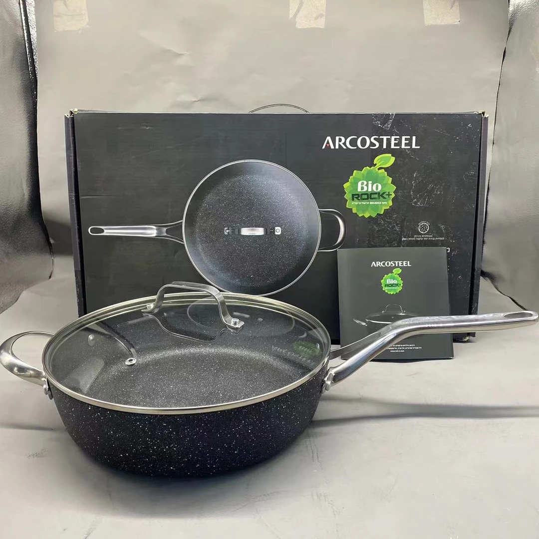 BIO&ROCK+品牌28CM深煎锅美国华福涂层热复底轻烟煎炒一体锅