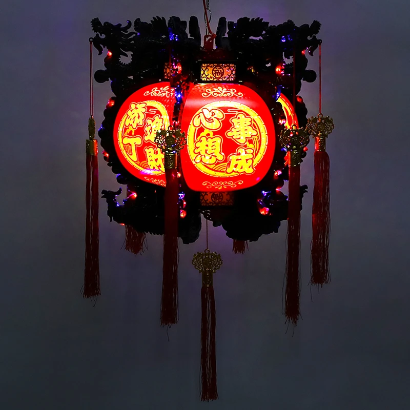 2025新款中式LED旋转圆形龙灯挂阳台大门电动挂饰新年装饰